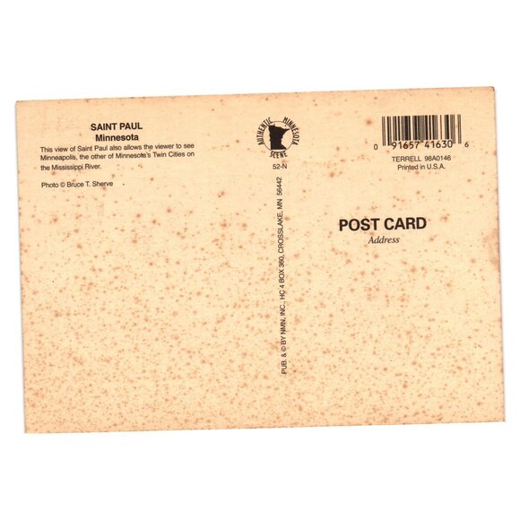 Vintage Saint Paul Minnesota Postcard Featuring City Skyline Mississippi River - Picture 2 of 2